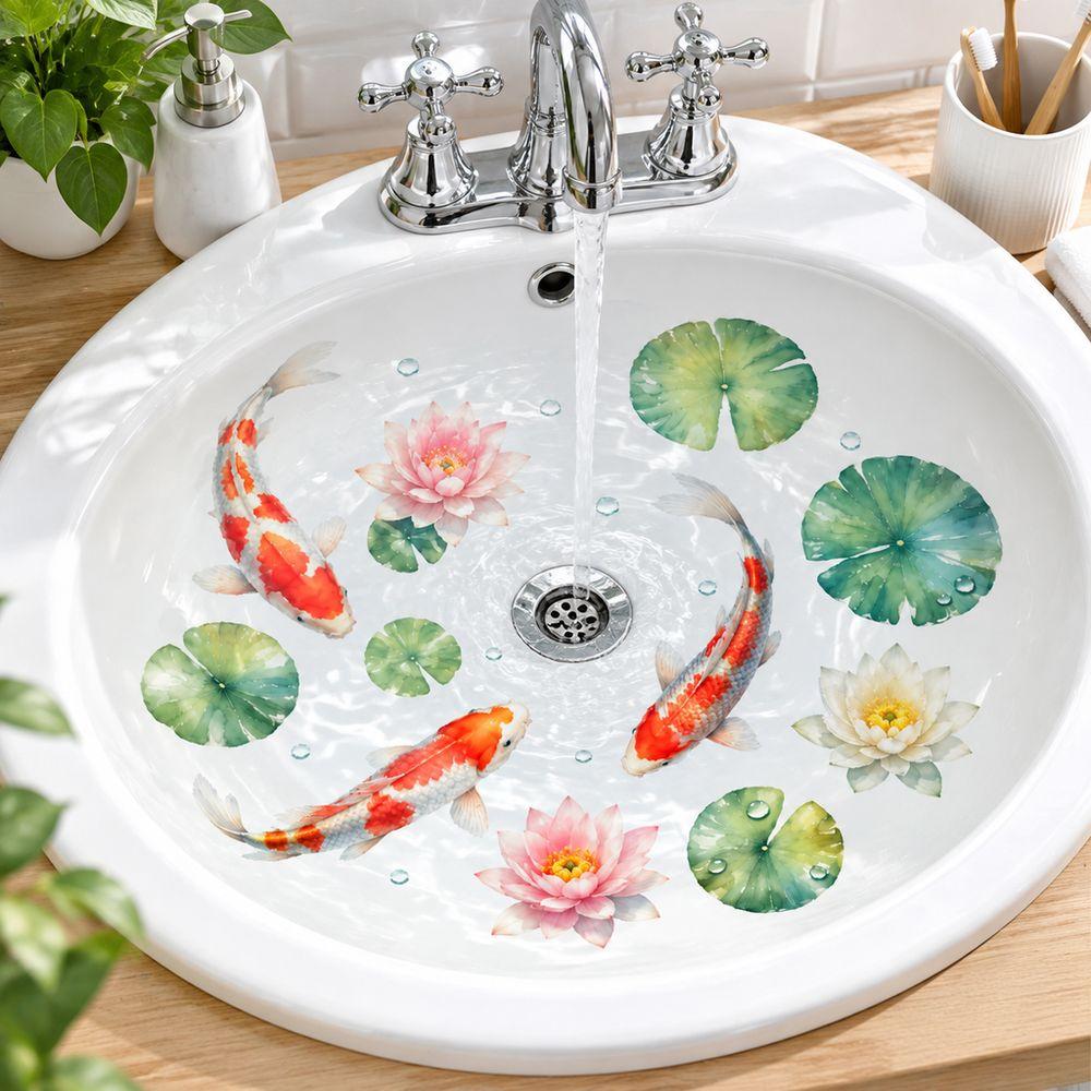 PVC Bathtub Decal Waterproof Koi Fish Sticker High Quality Sink Sticker