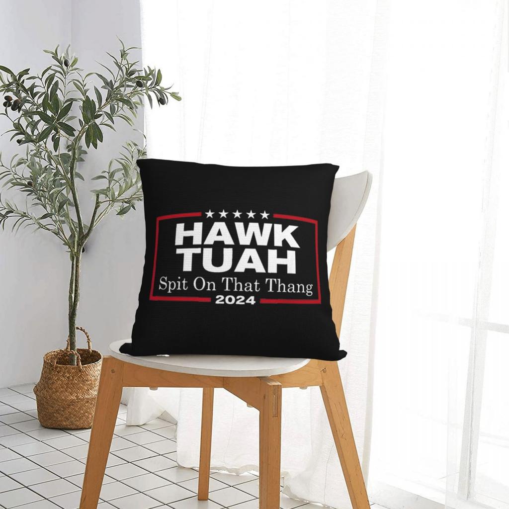 Hawk Tuah 24 Spit On That Thang Square Pillow Cases Cushion Covers Zipper Decorative Throw Pillow Case Cover for Seat 40x40cm