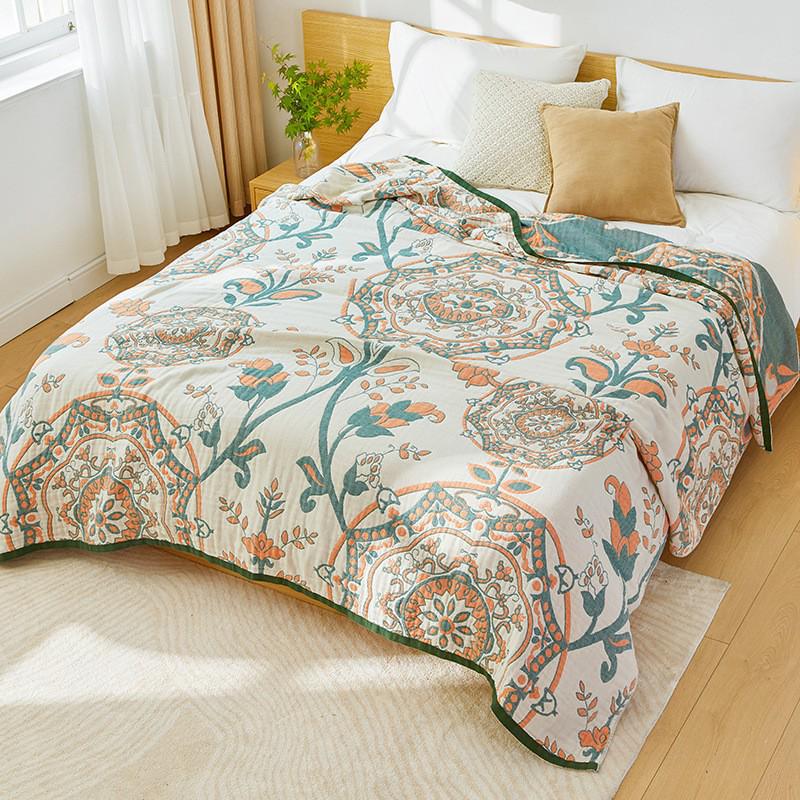 

Одеяло из чистой хлопковой марли - Четырехслойное одинарное/двуспальное одеяло для сна, летнее одеяло для кондиционирования воздуха 200x230 cm