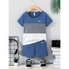 Summer Children's Boys Clothes Color Matching T-shirts and Shorts 2-piece Set Baby Girls Short-sleeved Tops and Bottoms
