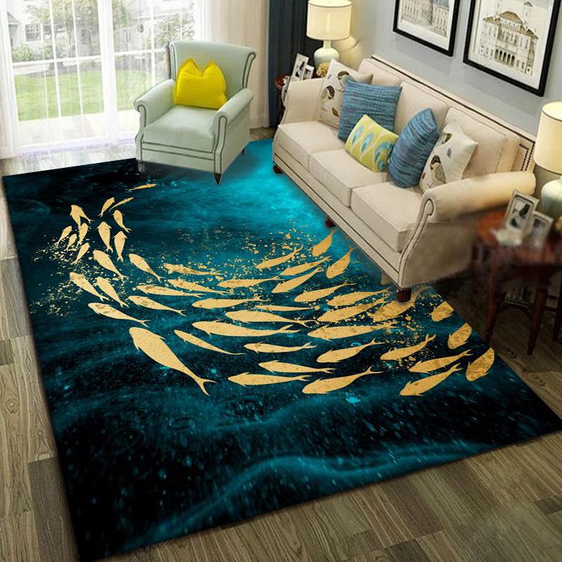 WTEMPO Marble Large Carpet for Living Room Bedroom Area Rug Washable European Tatami Mat Non-slip