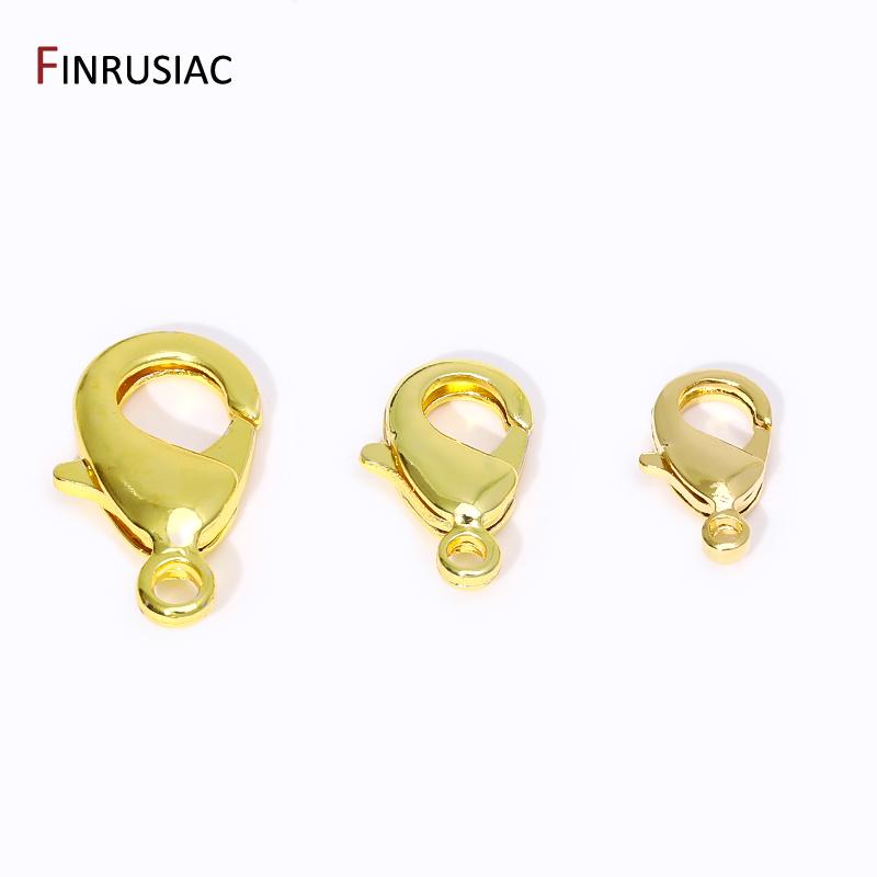 18K Gold Plated Brass Lobster Clasps Connector,Claw Clasps For Necklace,Fastener For Bracelet,DIY Jewelry Making Accessories