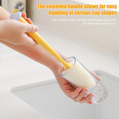 Escova de Limpeza de Copos 3 em 1 Esponja Favo de Mel Design de Cabo Longo Esfregão para Copos de Água Kit de Limpeza de Copos Resistente a Manchas