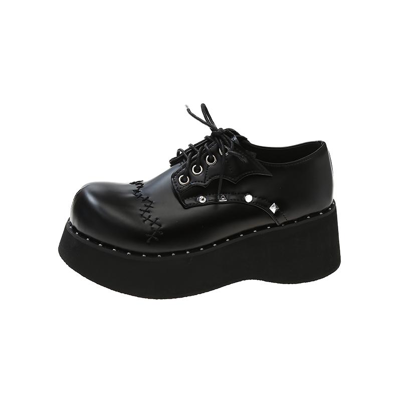 Туфли Y2K Rivet Punk Gothic Shoes для девочек туфли Mary Janes на толстой платформе со шнуровкой женские туфли в японском стиле на танкетке туфли из искусственной кожи 39 5780₽