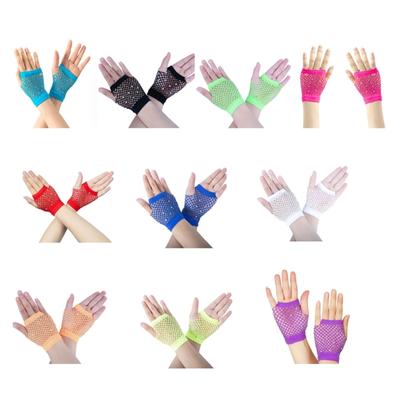 Sparkling Short Mesh Gloves For Nightclub Dance Event Summer Outdoor Comfortable Half Finger Wear