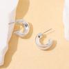 Retro Doudou C-shaped stud earrings French texture sense personalized fashion versatile light luxury sense wide face ear jewelry women