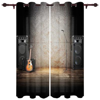 Music Stage Speaker Guitar Windows Curtains for Living Room Bedroom Window Treatments Household Kitchen Curtains