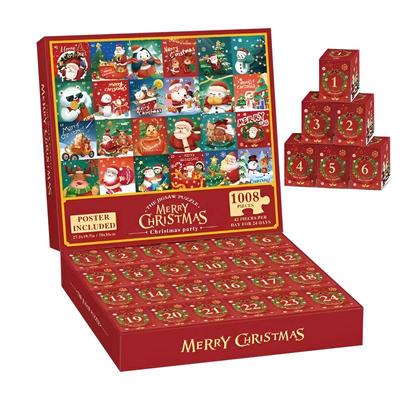 Calendrier de l'Avent 2025 Puzzle 1008 Pièces Calendrier de Compte à Rebours de Noël Puzzle Soirée Jeux en Famille Puzzle Interactif Parent-Enfant