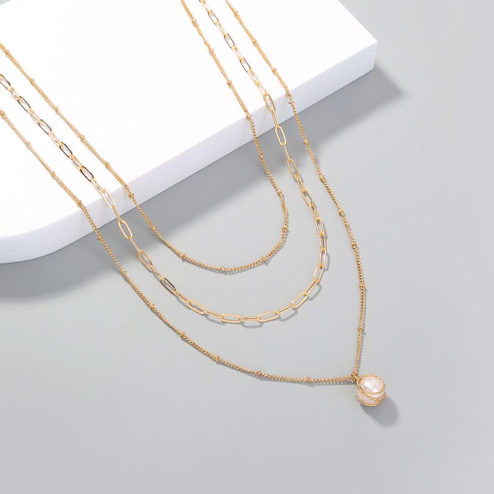 

Elegant Layered Faux Pearl Pendant Necklace for Women