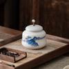 Creative Ceramic Tea Caddy with Landscape and Floral Design Sealed Jar Multi-Functional Storage for Candy Nuts and Coffee Beans