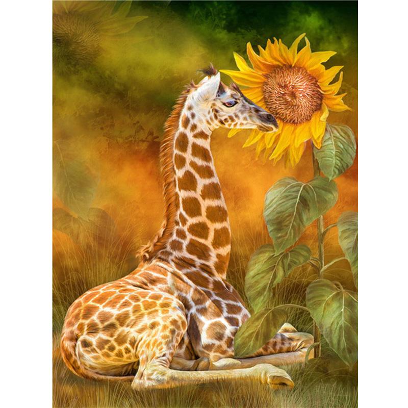 DIY 5D Diamond Painting Cross Stitch Kits Full Round Resin Rhinestone Mosaic Daimond Embroidery Animals Giraffe Home Decoration