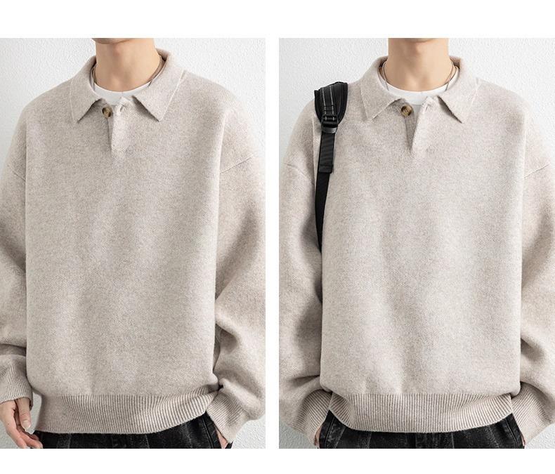 Men's Plus Size Retro Lapel Knitwear Sweater - Autumn/Winter Casual Versatile Style