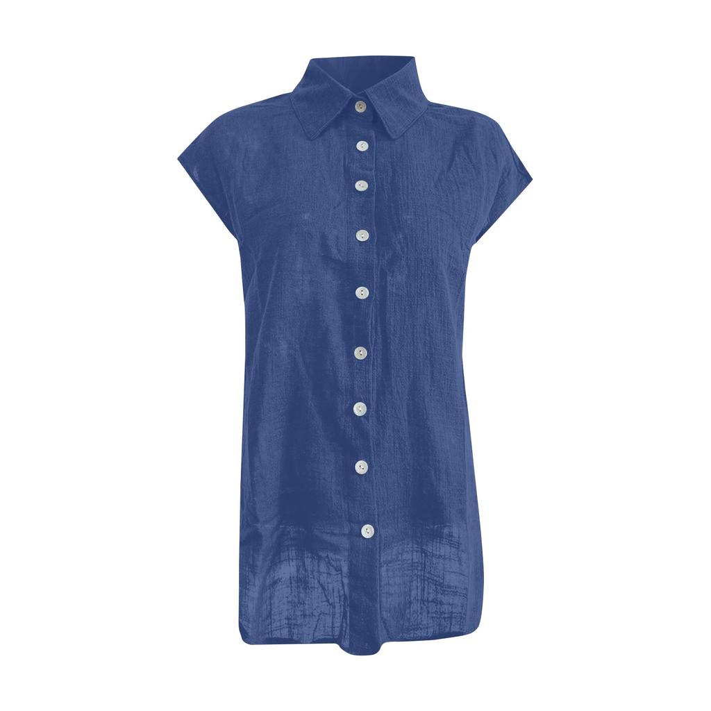 Women's Fashion Colour Single Breasted Shirt Casual Short Sleeve Top