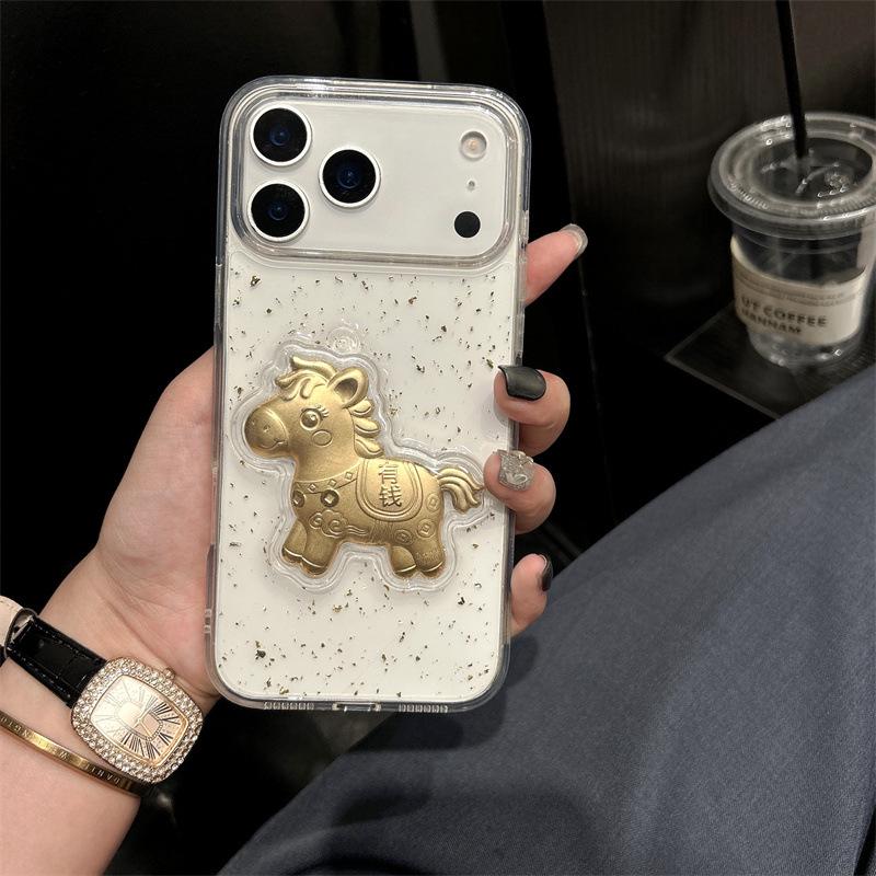 Epoxy Gold Foil Drops Soft Case for iPhone 13/14/15/16 Pro Max 16 Pro Max