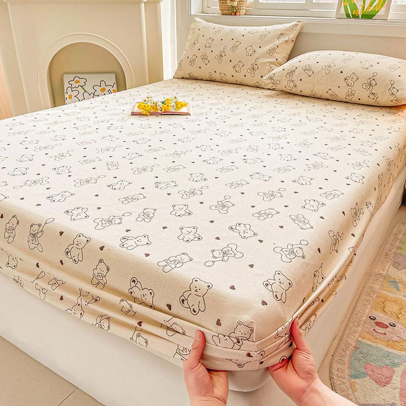 Baumwoll-Bettlaken mit Gummizug Niedliche bedruckte Matratzenauflage für Kinder Cartoon Reine Baumwolle Bettwäsche (ohne Kissenbezug)