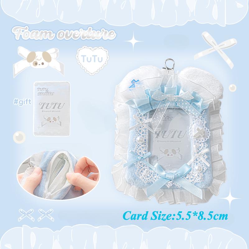 

Плюшевый кружевной держатель для карт с кавайными кроличьими ушками, 3 дюйма, держатель для K-pop фотокарточек, креативные фоторамки ручной работы, стильные подарки 2025