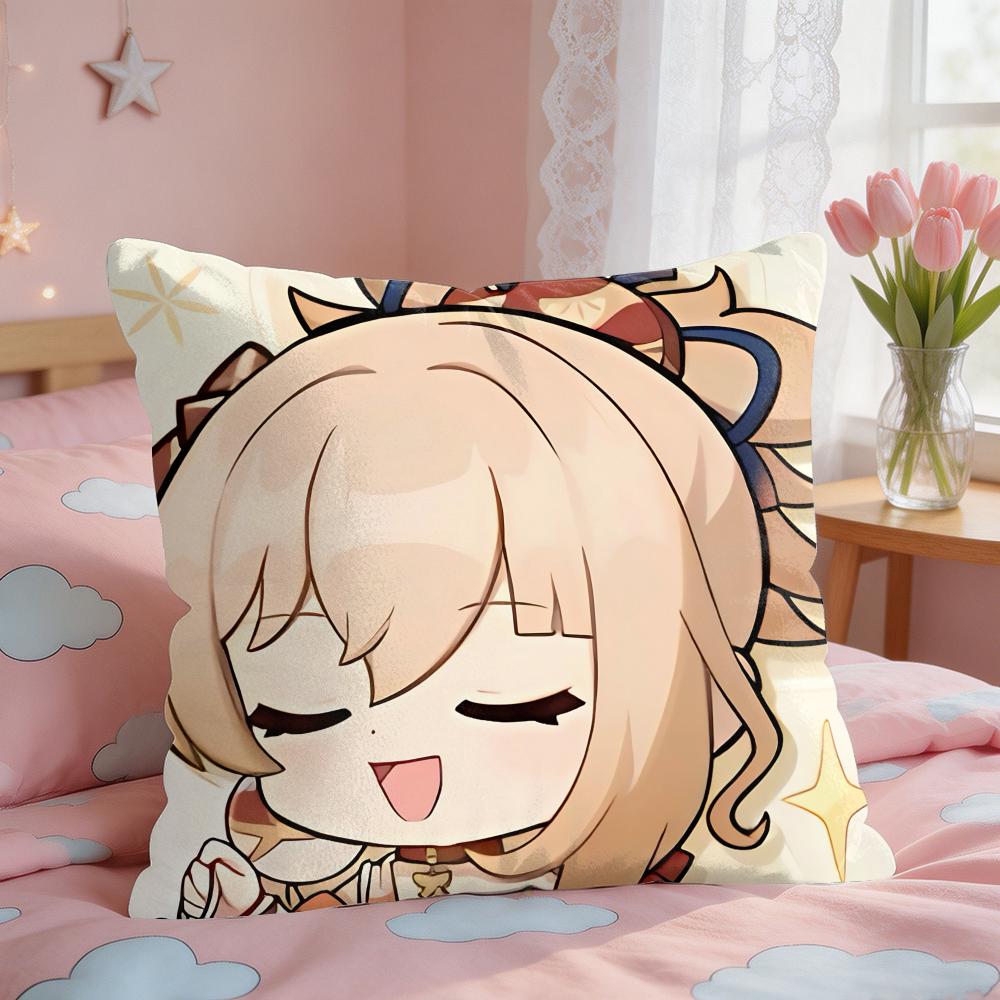 Yoimiya Cute Genshin Impact Cushion Cover Square Short Plush Pillow Case Living Room Sofa Home Decor Funda X
