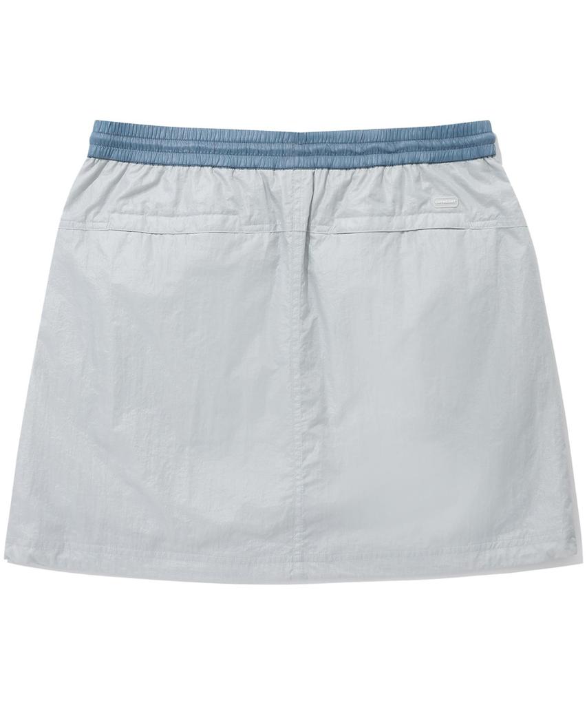 Covernat Woman Silky Nylon Balloon Mini Skirt Light Gray