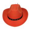 Unisex Western Cowboy Hat Wide Brim Roll‑Up Brim Double‑Top Felt Fedora Hat,10 Colors,Multiple Optional Detachable Hat Bands