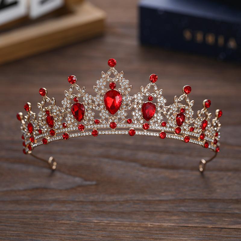 Bridal Crown Colored Rhinestone Headband Baroque Alloy Crown Wedding Dress Accessories Hair Accessories