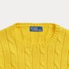 Polo Ralph Lauren FW23 Jednobarevný kabelový úplet s kulatým výstřihem a dlouhým rukávem Dámský svetr Žlutý 211570012041
