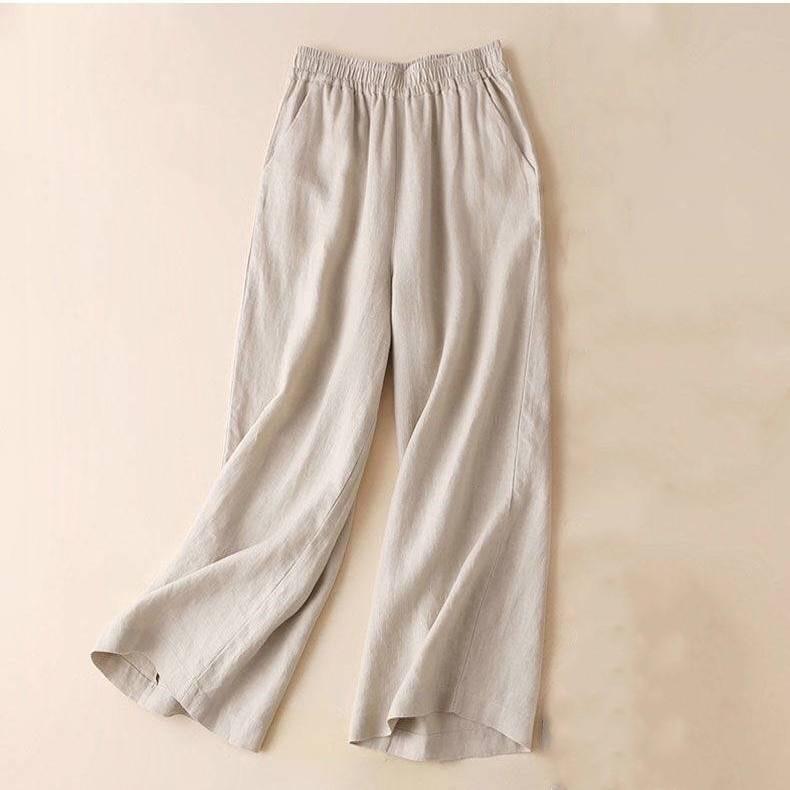 Female Summer Loose Plus Size Wide-legged Pants High-waisted Straight Draped Nine-minute Pants