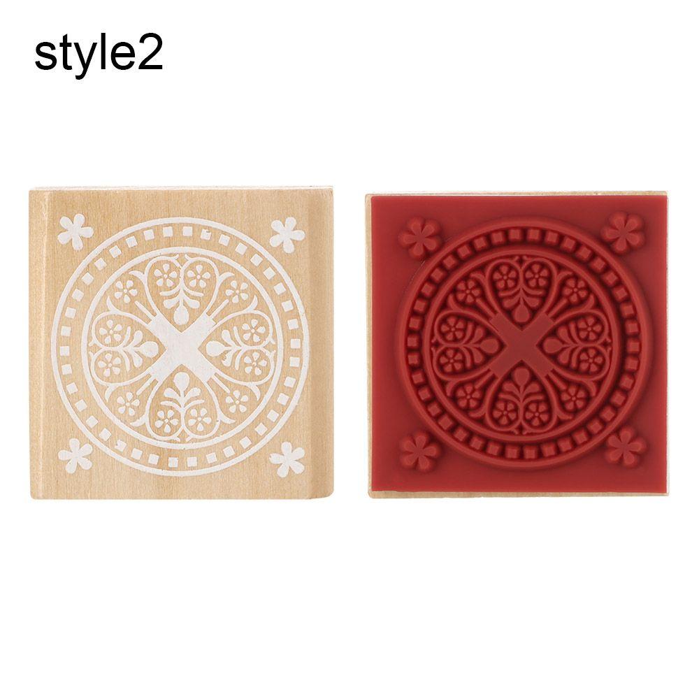 Retro Square Wooden Rubber Floral Stamps DIY Craft Scrapbooking Making Decorative Vintage Chinese Style Flower Stamping Tools