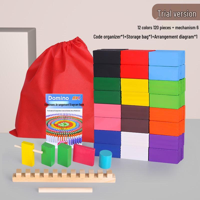 Children s Educational Wooden Domino Set for Building Intelligence - Large Size