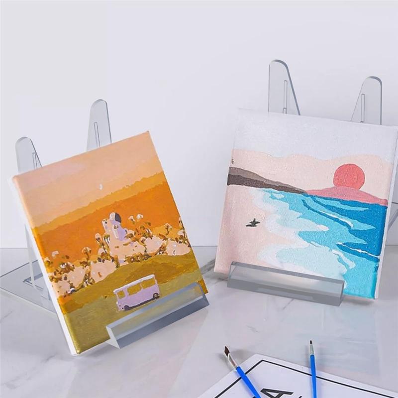 A84X-For Displaying Artworks, Photo Frame Stand-12 Pieces Of Transparent Adjustable Photo Stands, Book Stands Plate Display Unit