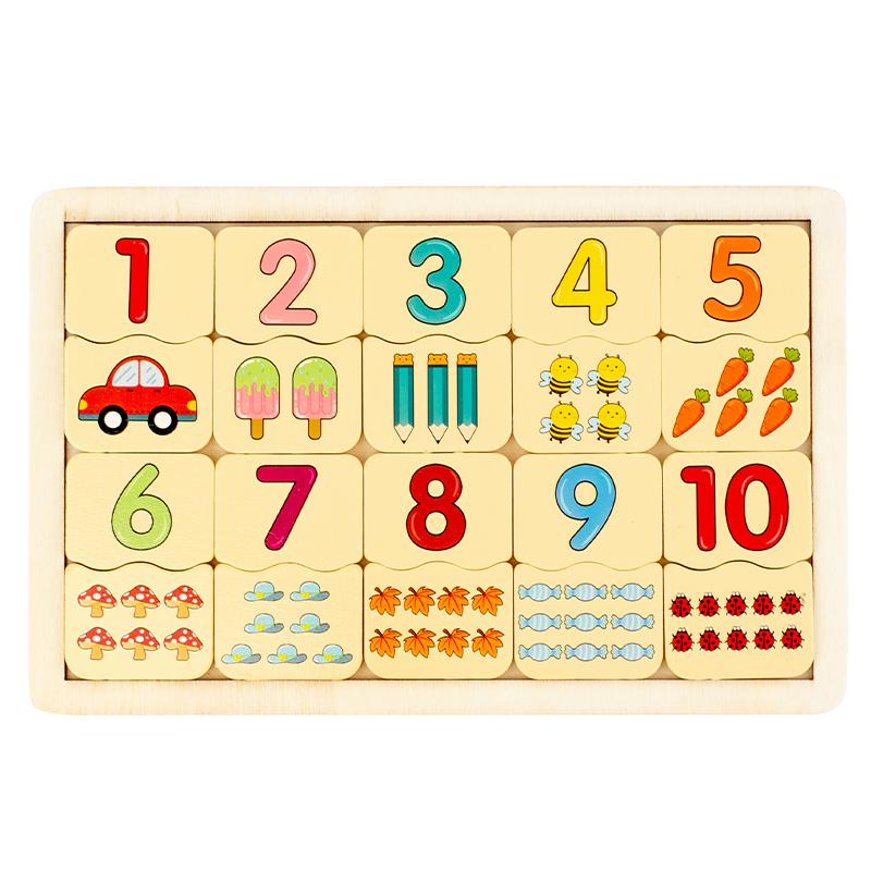 Wooden Matching Puzzle Number Animal Cognitive Match Game Montessori Toy Memory Training Jigsaw for Children Early Education