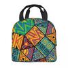 African Kitchen Montage Insulated Lunch Bags Women African Tribal Art Portable Cooler Thermal Food Lunch Box Work School Travel