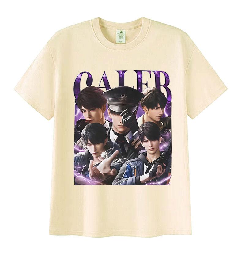 Girl Dinner Love and Deepspace Caleb Print T-Shirts Men Women Summer O-Neck Cotton T Shirts Retro Oversized Short Sleeve T Shirt