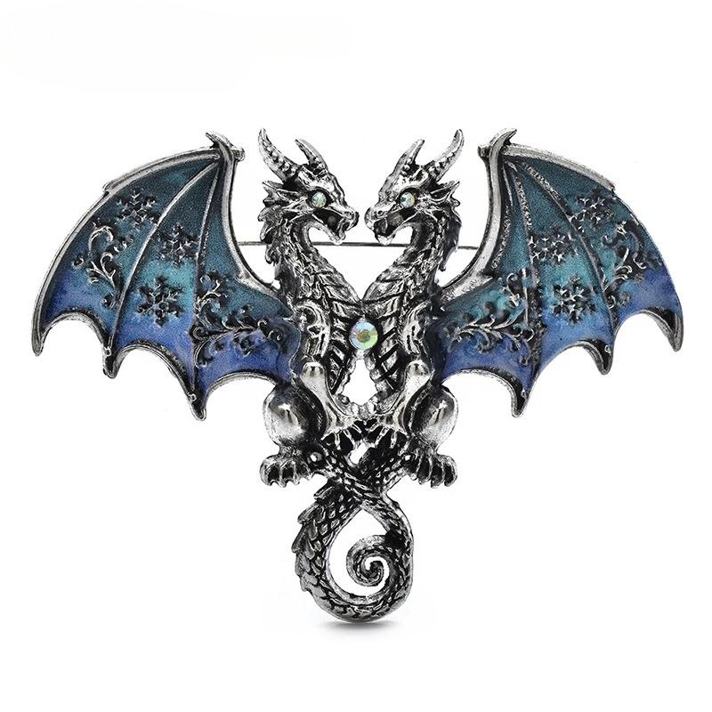 

Dragon Brooch for Women Unisex Elf Animal Party Office Badge Pins Gifts синий