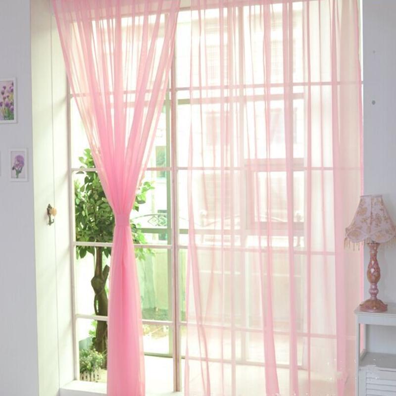 1 Pcs Rod Pocket Rainbow Curtain Pure Color Tulle Curtain For Living Room Sheer Voile Wedding Decor Modern Bedroom Window Tulle