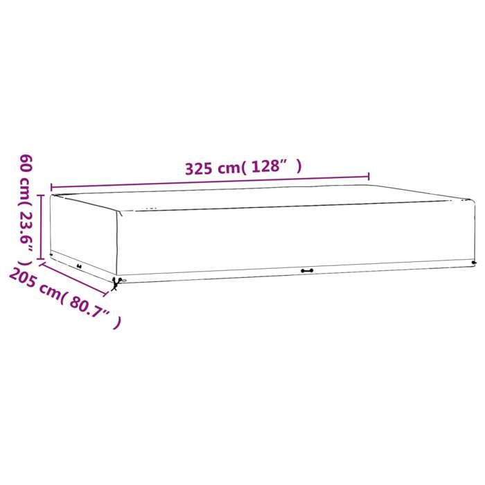 VidaXL Garden Furniture Cover 16 Eyelets 325x205x60cm Rectangular 319312