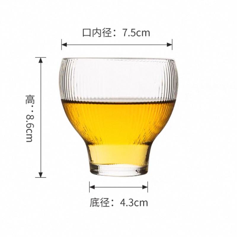 Japanese Style 140ml Striped Heat Resistant Glass Tea Mug Home High Borosilicate Kungfu Tea Cup Tea Set Accessories 1pcs