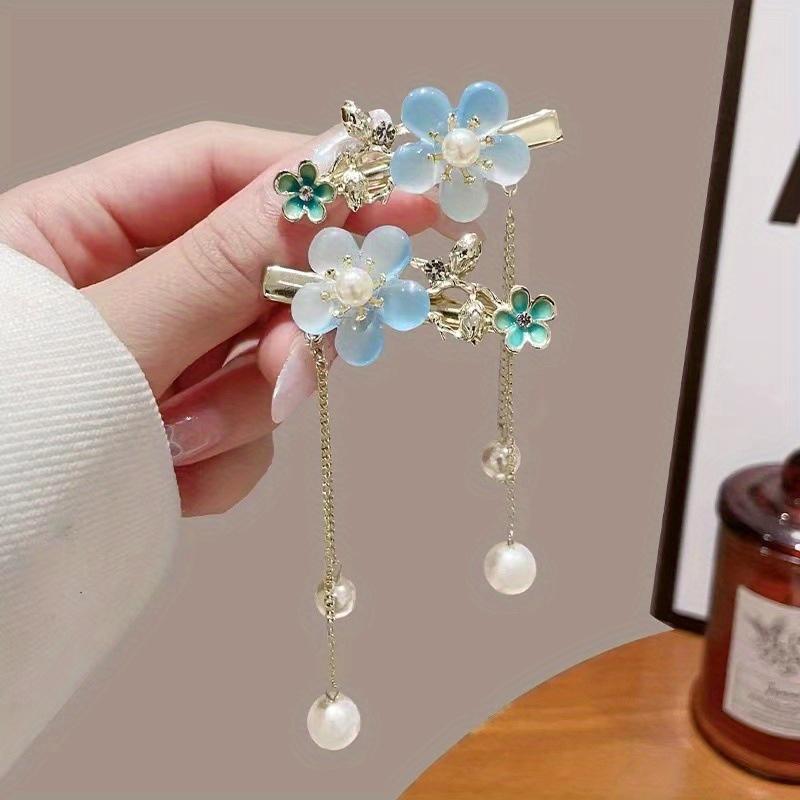 1PC Duckbill with Tassel - Alloy Flower Hairpin, Suitable for Women's Bangs and Hair Disc Accessories
