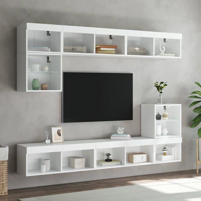 VidaXL Meubles TV avec lumières LED 2 pcs blanc 80x30x30 cm 837142
