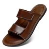 Men's Large Size High-End Leather Beach Sandals - Soft Sole Single Strap Summer Slippers (Sizes 46-47)