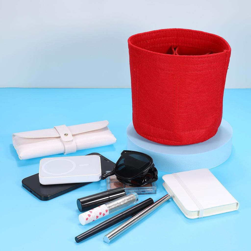 uxcell Bag Organizer Insert, Portable Felt Storage Pouch, Round Multi-Pocket Shaper for Bucket Bags, Dome Satchels, Totes, and Handbags (15cm x 15cm,