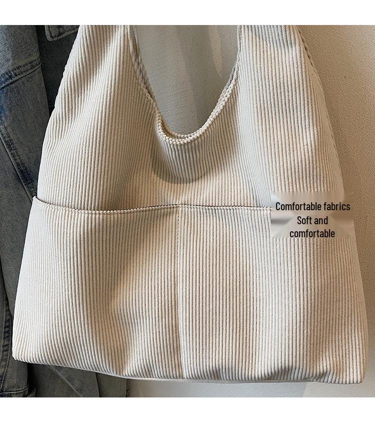 2025 Women's Retro Corduroy Tote: Large-Capacity, Single-Shoulder, Versatile Commuter Bag