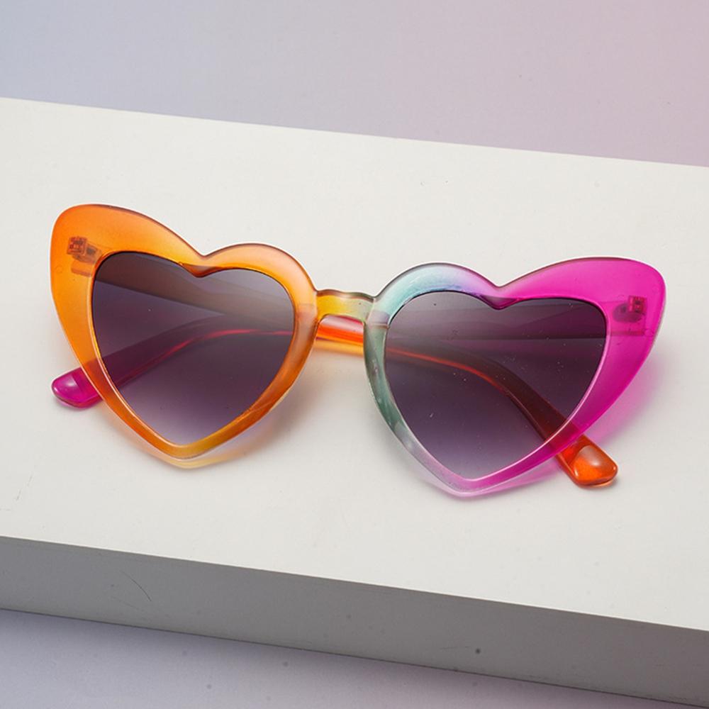Romantic Iridescent Heart-shaped Sunglasses for Women Cat Eye Frame for Beach Bachelorette Parties  Sweet Sunglasses KJ047