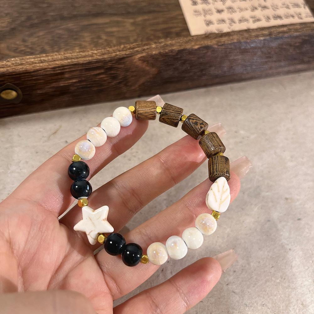 

JMXD-керамический браслет с пятиконечной звездой, новый китайский этнический браслет в женском национальном стиле, литературные маленькие свежие ювелирные бусины