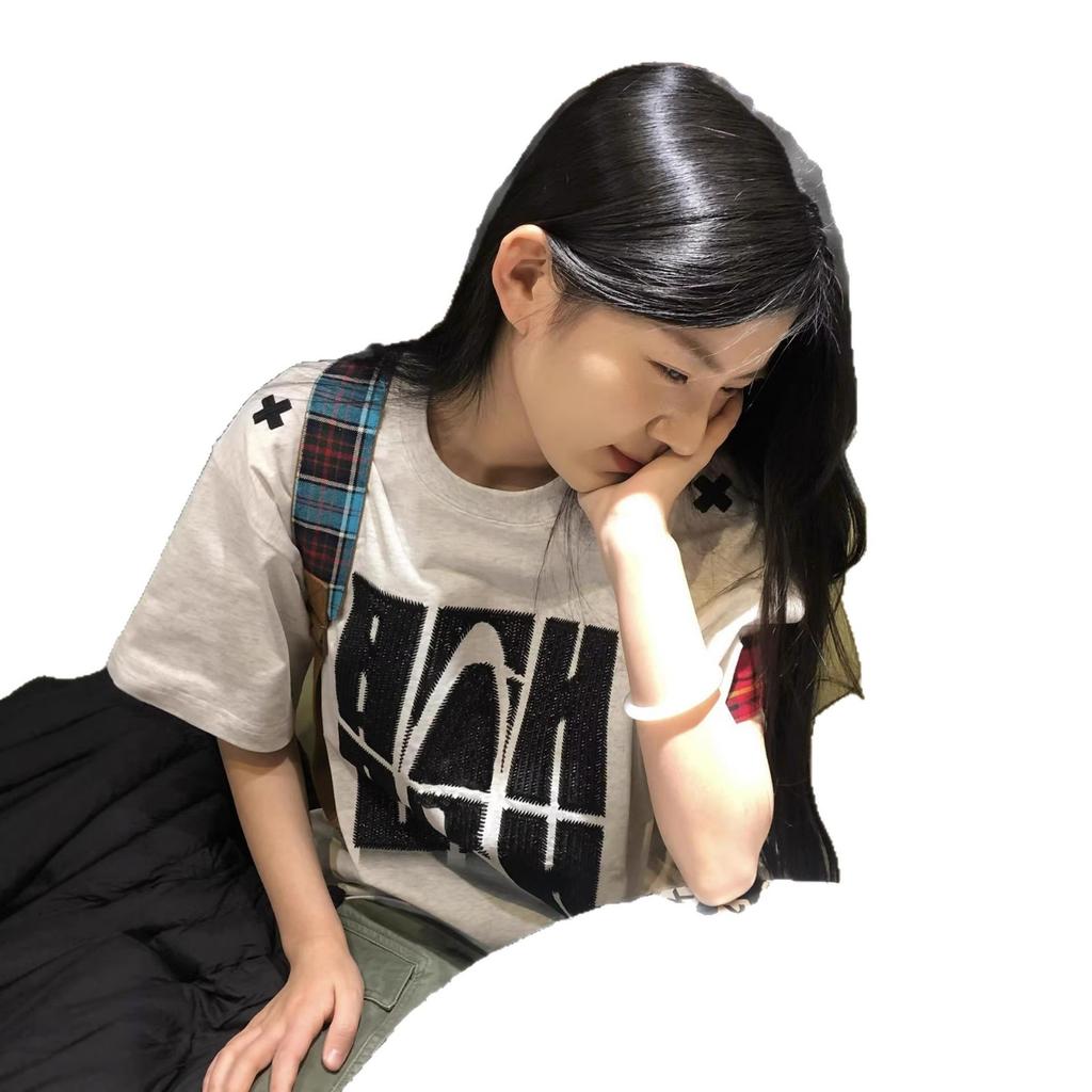 American High Street Printed Letter Large Size Short-sleeved T-shirt Women's Fat Mm Summer Loose Design Niche Couple Top