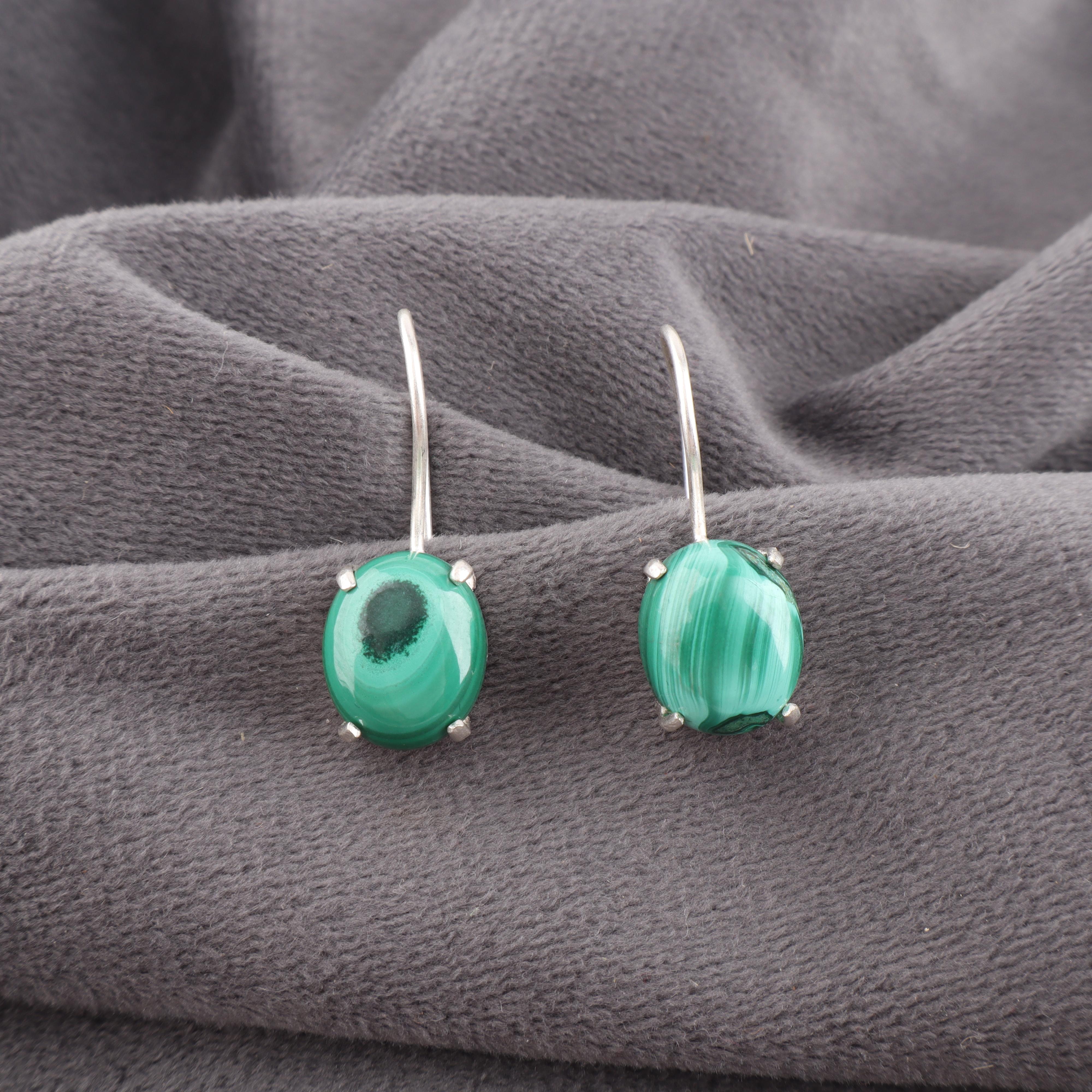 

Серьги с малахитом, ювелирные украшения, серьги из стерлингового серебра 925 пробы, ювелирные украшения ручной работы для свадебного подарка 1.05 Inches зелёный