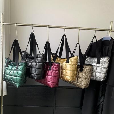 Bright Color Popular Fashion Large Capacity Cotton Clothes Tote Bags Women's Bags Winter Casual Versatile Underarm Shoulder Bag