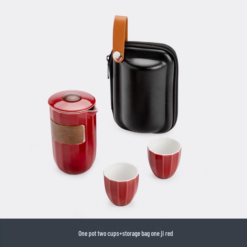 Portable Ceramic Tea Set with Quick Cup – Ideal for Camping & Outdoor Use, Customizable for Souvenirs or Business Gifts