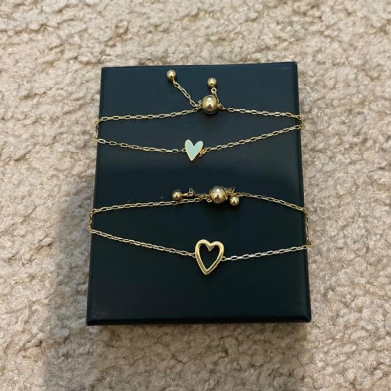 Hypoallergenically Stainless Steel Heart Hollow Bracelet Adjustable Fit Wristchain for Sensitive Skin Daily Wear