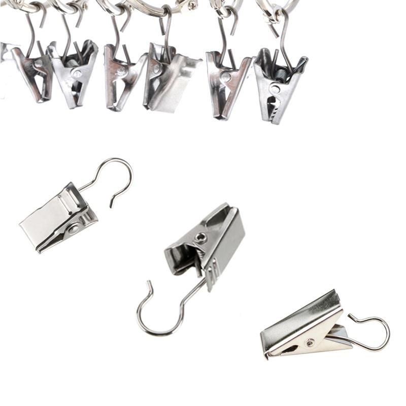 10 Pcs Heavy Duty Curtain Clips W Hook - Silver