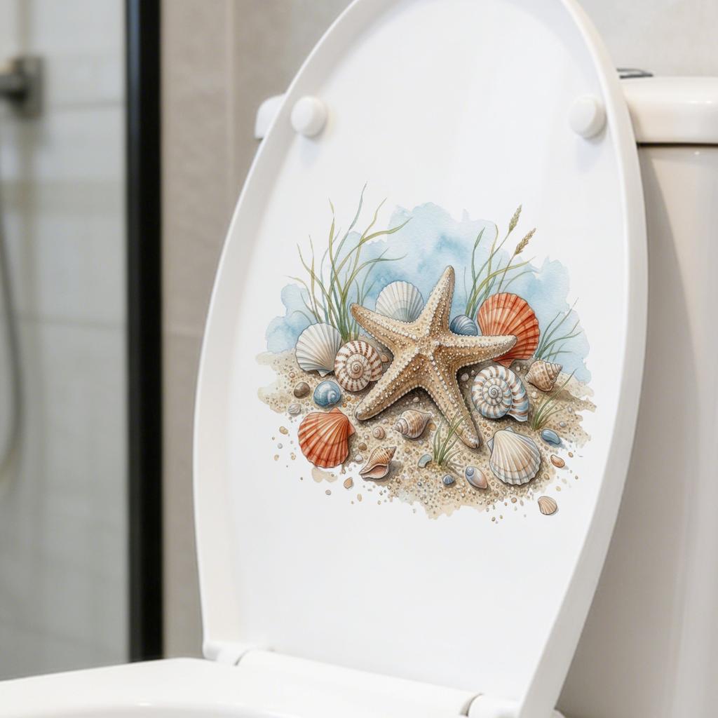 Seashell and Starfish Wall Sticker Removable Self-Adhesive Decal for Living Room Bedroom Bathroom Decor